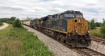 CSX 3355, 95, and 2684 roll mixed freight southbound